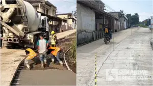 Ruas Jalan Gudang-Caringinkulon dibeton oleh Dinas PU Kabupaten Sukabumi. (Sumber Foto: Dok. UPTD PU Cibadak)