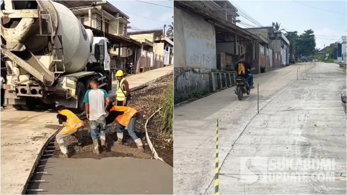 Gunakan Rigid Beton, Dinas PU Sukabumi Perbaiki Jalan Gudang-Caringinkulon