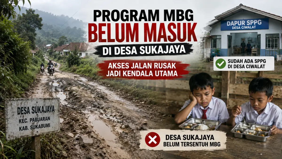 Jalan Rusak Diduga Jadi Penyebab Desa Sukajaya Sukabumi Belum Tersentuh MBG