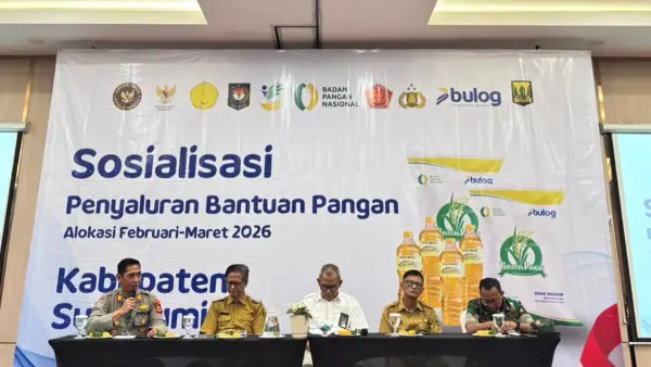Persiapan penyaluran bantuan dilakukan melalui kegiatan sosialisasi yang digelar bersama Perum Bulog Cabang Cianjur dan unsur kepolisian. (Sumber : dinsos)