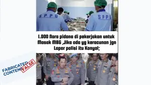 Benarkah Polri pekerjakan ribuan narapidana untuk memasak di dapur MBG? (Sumber : Facebook).
