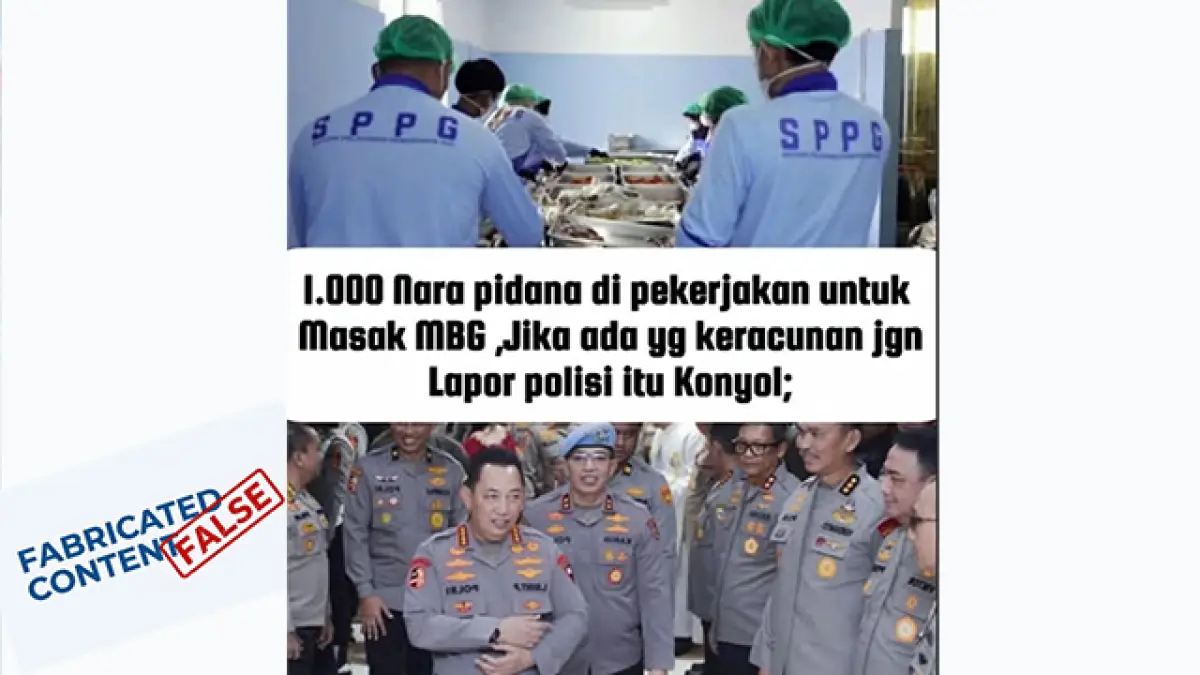 Cek Fakta: Ribuan Narapidana Dipekerjakan Polri Jadi Tukang Masak di Dapur MBG