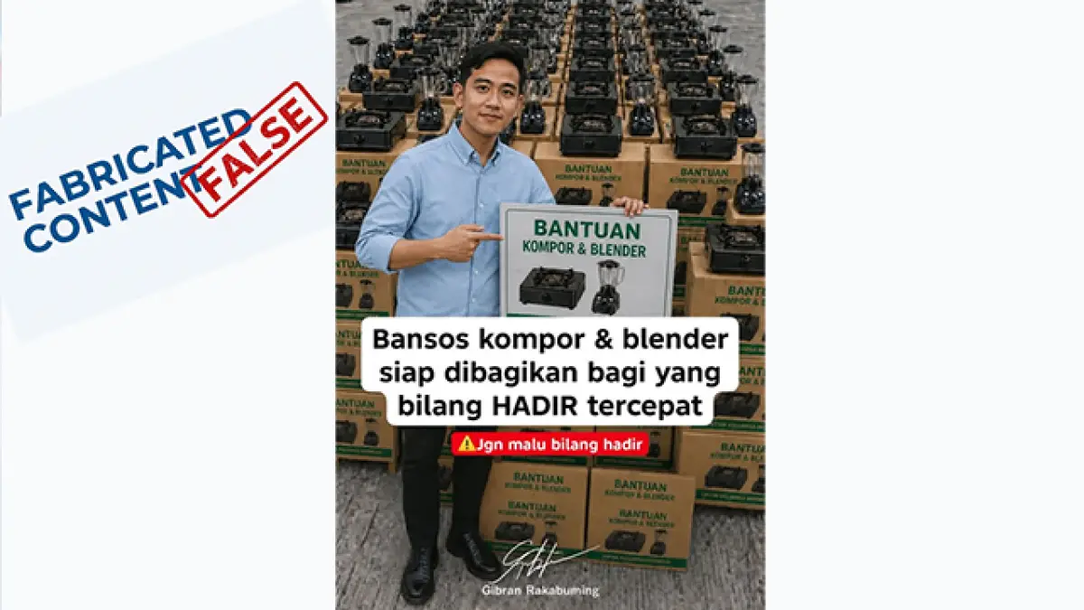 CEK FAKTA: Wapres Gibran Bagi-bagi Bansos Kompor dan Blender, Benarkah?