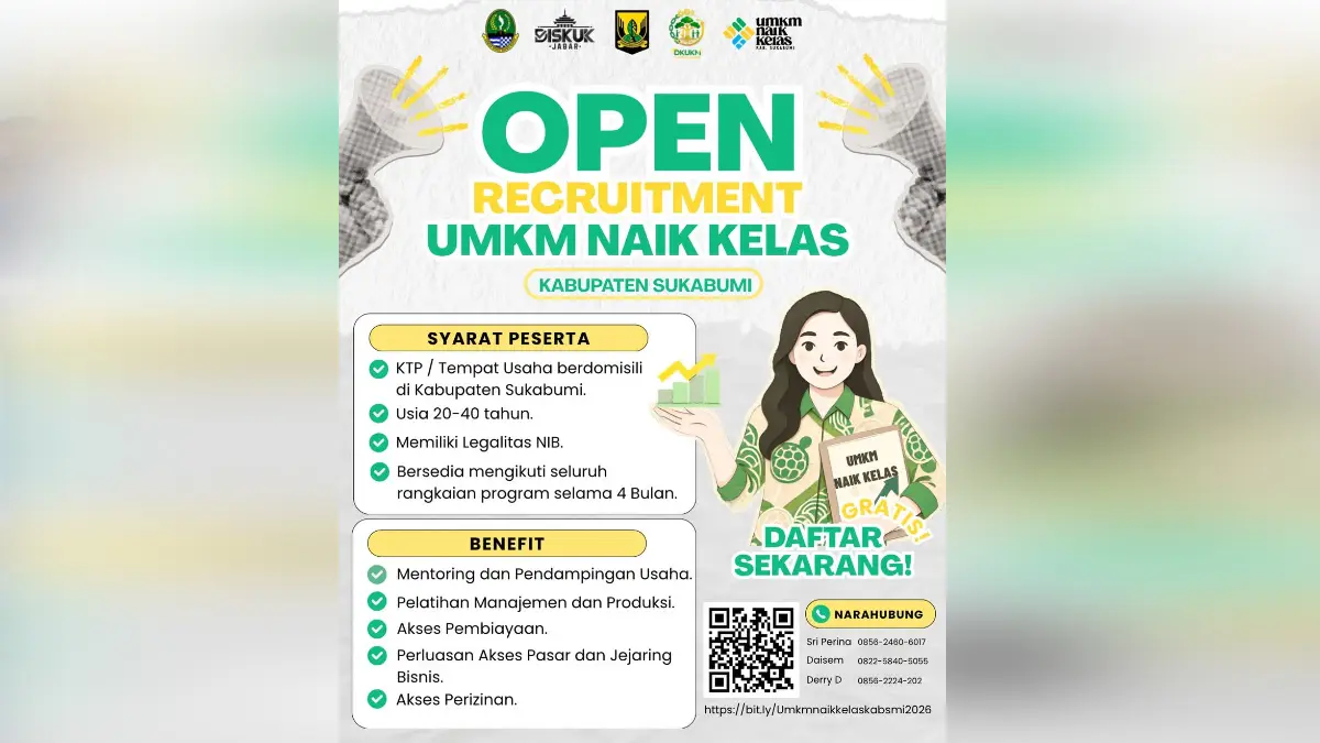 Dinas Koperasi, Usaha Kecil dan Menengah atau DKUKM  Kabupaten Sukabumi membuka program pendampingan untuk pelaku UMKM (Usaha Mikro Kecil Menangah) agar bisa naik kelas.
