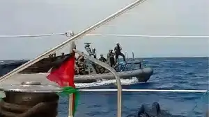 Isarel saat mencegat kapal kemanusiaan Global Sumud Flotilla (GSF) 2.0. (Sumber : Instagram/@globalsumudflotilla).
