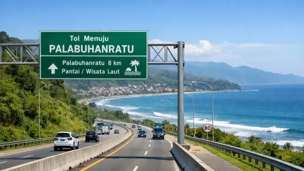 Ilustrasi AI. Tol menuju Palabuhanratu Kabupaten Sukabumi: Tol Jagoratu (Sumber: copilot)