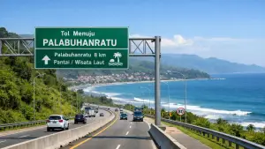 Ilustrasi AI. Tol menuju Palabuhanratu Kabupaten Sukabumi: Tol Jagoratu (Sumber: copilot)