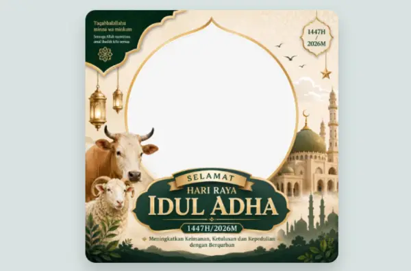 Kumpulan link twibbon Idul Adha 1447 H yang bisa digunakan di momen hari raya (Sumber : twibbonize.com)