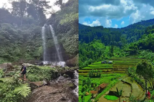 Curug Manglid, salah satu destinasi wisata alam yang ada di daerah Cidahu, Sukabumi untuk menghabiskan momen libur akhir pekan (Sumber : Gmaps/Rian Wiguna)