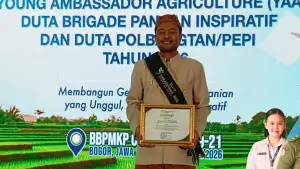 Jaenal Abidin, petani milenial asal Kecamatan Waluran, Kabupaten Sukabumi, saat mengikuti Grand Final Young Ambassador Agriculture (YAA) 2026 tingkat nasional | Foto : Dok. Istimewa