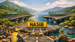 Ilustrasi AI. Nasib rencanan pembangunan Tol Puncak dan Tol Palabuhanratu (Sumber: copilot)