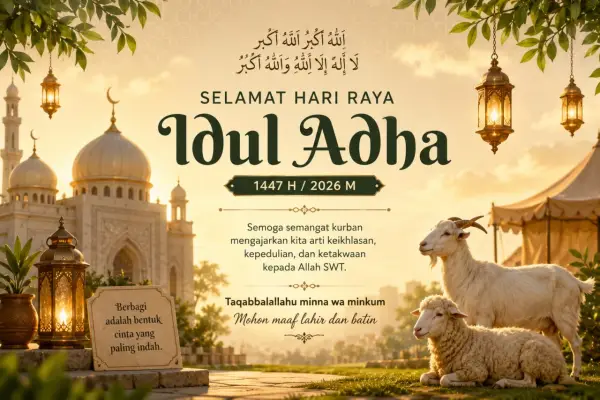 Ilustrasi - Kumpulan ucapan hari raya Idul Adha yang sangat cocok untuk caption media sosial dan dibagikan kepada keluarga, teman atau sahabat. (Sumber : AI chatGPT)