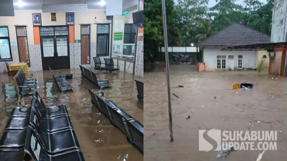 Sungai Ciranca Meluap, Banjir Rendam Puskesmas Palabuhanratu dan Permukiman Warga Cangehgar