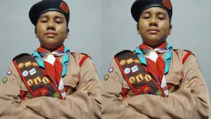 Raffa Akmal Luigi, pelajar yang wakili Kota Sukabumi di Jambore Nasional Pramuka 2026. (Sumber: Istimewa)