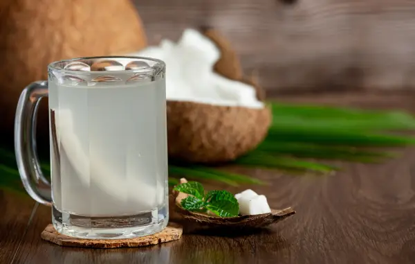 Air kelapa, salahsatu minuman yang cocok setelah mengkonsumsi daging kambing (Sumber : freepik/@jcomp)