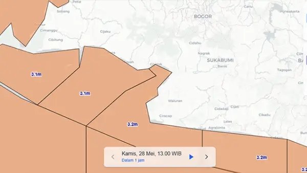 Informasi Tinggi Gelombang Perairan Sukabumi. (Sumber : BMKG).