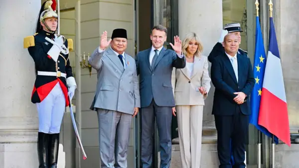 Presiden Prabowo Subianto saat bersama Presiden Prancis Emmanuel Macron di Istana Élysée, Paris, Kamis, 28 Mei 2026. (Sumber Foto: Sekretariat Kabinet)