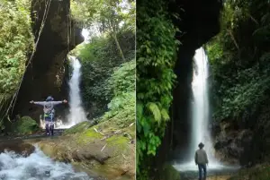 Curug Cimuja, salah satu air terjun yang bisa dijadikan tujuan berlibur saat akhir pekan (Sumber : Tangkapan layar YouTube/denisbobschannel981)