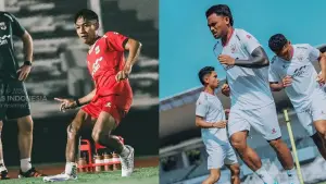 Aksi Beckham Putra dan Saddil Ramdani di sesi latihan Timnas Indonesia (Sumber: Instagram/@timnasindonesia)
