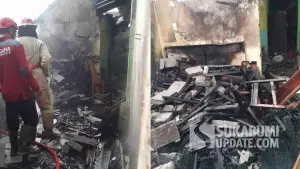 Kondisi bangunan yang hangus terbakar di SDN Cipriangan Sukalarang Sukabumi. (Sumber Foto: Disdamkar Kab. Sukabumi)