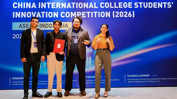 Tim Mahasiswa Internasional Program Studi Teknik Informatika NPU yang raih First Prize CICSIC 2026. (Sumber : Istimewa.).