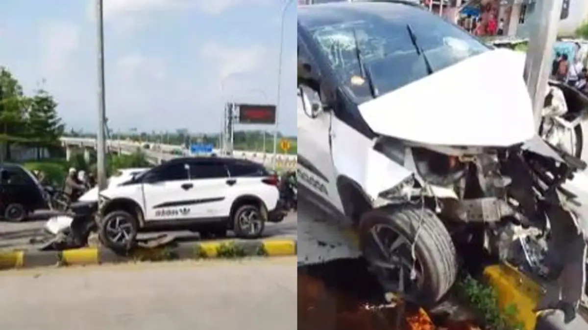 Toyota Rush Diduga Masuk Jalur Lawan di Gerbang Tol Parungkuda, Pedagang Tahu Terluka Parah