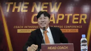 Shin Tae Yong diperkenalkan ke publik sebagai pelatih baru Persija Jakarta. (Sumber: web/persija.id)