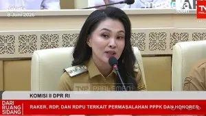 Gubernur Maluku Utara, Sherly Tjoanda, dalam rapat bersama Komisi II DPR RI, Senin 8 Juni 2026. (Sumber : DPR RI).