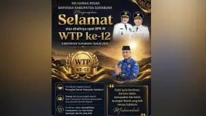 Bapenda Kabupaten Sukabumi mengucapkan selamat atas diraihnya opini WTP ke-12 Kabupaten Sukabumi tahun 2025. (Sumber : IG Bapenda)