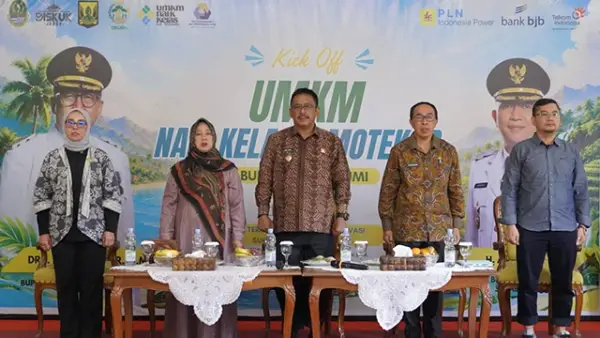 Bupati memulai kegiatan Kick Off Program UMKM Naik Kelas dan Motekar 2026 yang digelar di Aula PKK pada Kamis (11/6/2026). (Sumber : Dokpim).