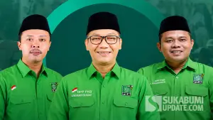 Hasim Adnan (tengah) sebagai Ketua, didampingi Bayu Permana (kiri) sebagai Sekretaris dan Saepul Rahman  (kanan) sebagai Bendahara | Foto : Sukabumiupdate/chatGPT