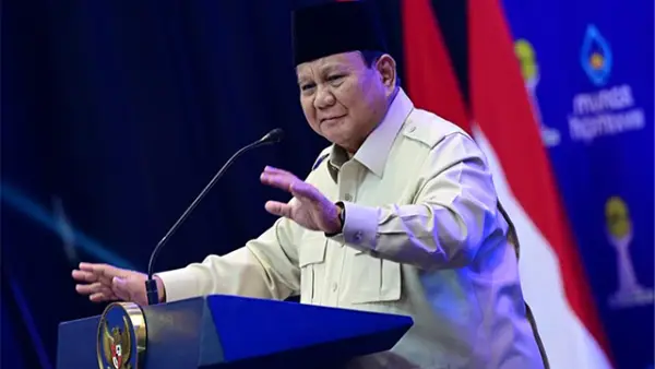 Presiden Prabowo saat memmbuka Munas XVIII HIPMI, di Bandar Lampung, Lampung, Rabu (10/06/2026). (Sumber : Instagram/@kemensetneg.ri).