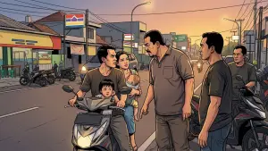 Ilustrasi cerita warga Sukabumi yang dihentikan oknum yang mengaku petugas leasing. (Sumber Foto: Google Gemini/AI)