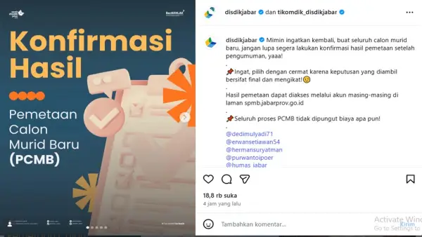 Instgaram Disdik Jabar | Foto : Disdik Jabar
