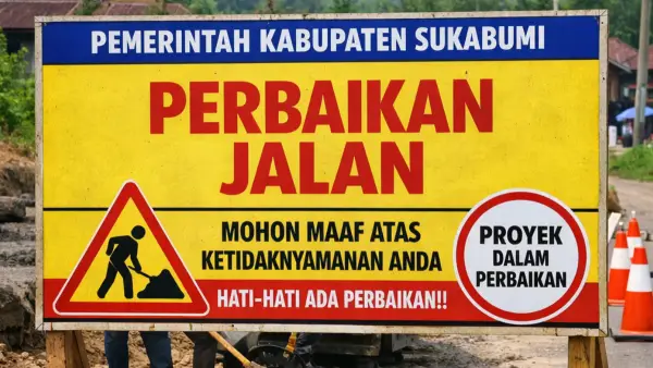 Ilustrasi AI. Plang perbaikan jalan (Sumber: copilot)