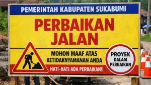 Ilustrasi AI. Plang perbaikan jalan (Sumber: copilot)