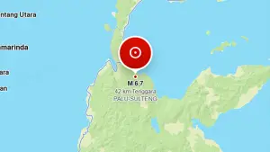 Gempa bumi M 6,7 di 42 km Tenggara PALU-SULTENG, Tidak Berpotensi Tsunami. (Sumber : BMKG)