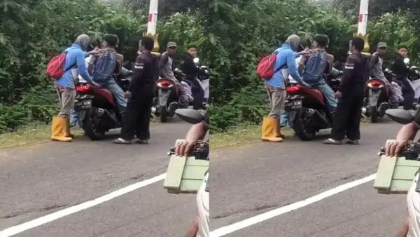 Warga saat mengevakuasi korban tawuran di Loji, Simpenan, Kabupaten Sukabumi | Foto : dok. warga