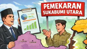 Ilustrasi AI,. Proses Pemekaran Sukabumi Utara (Sumber: copilot)