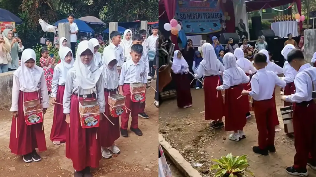 Kreatif dan Inspiratif, Siswa SDN Tegalega Sukabumi Sulap Kaleng Khong Guan Jadi Drumband