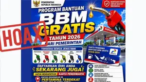 Hat-hati informasi tentang Program Bantuan BBM Gratis 2026 dari pemerintah di media sosial itu tidak benar. (Sumber : Facebook).