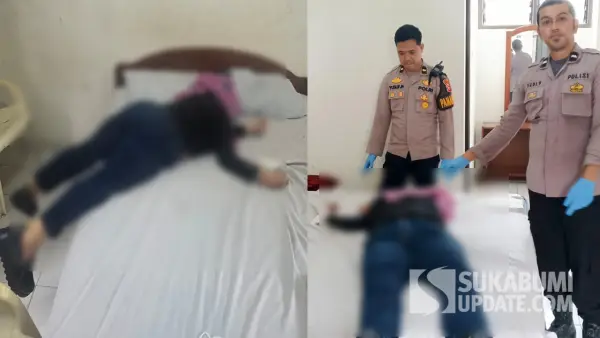 Polisi saat memeriksa mayat perempuan tanpa identitas di sebuah hotel di Kota Sukabumi | Foto : Turangga Anom