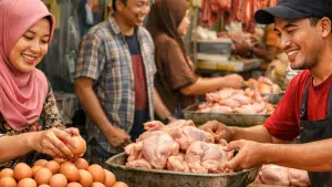 Ilustrasi AI. harga telur dan ayam (Sumber: copilot)