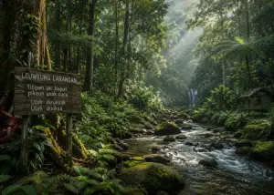 Ilustrasi - Leuweung ruksak, cai beak, manusa balangsak, adalah ungkapan yang mencerminkan bagaimana leluhur Sunda sangat mengerti pentingnya keberadaan hutan bagi kelangsungan hidup (Sumber : AI chatGPT)