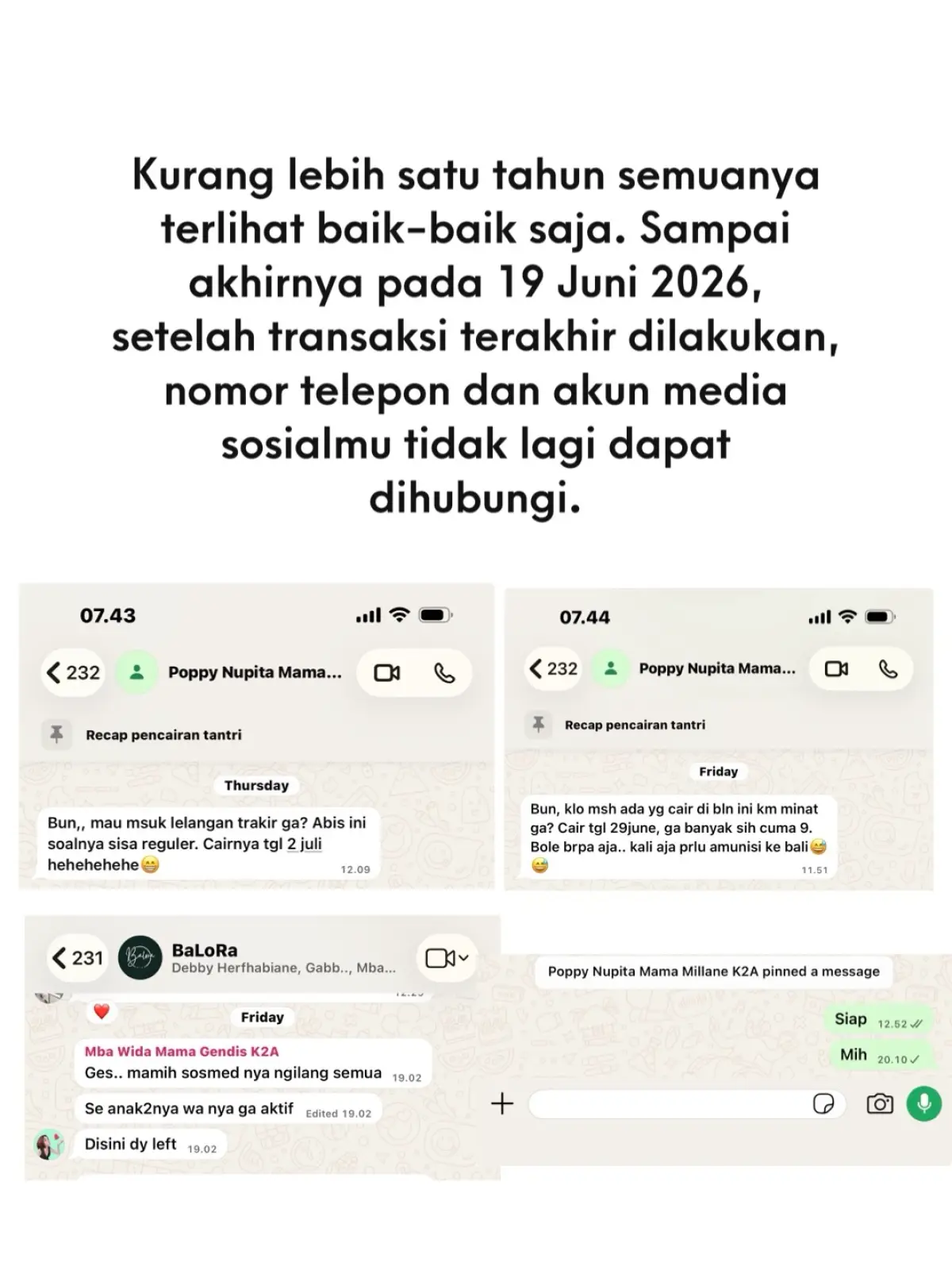 bukti chat saat Tantri diajak untuk ikut ke dalam bisnisnya Poppy