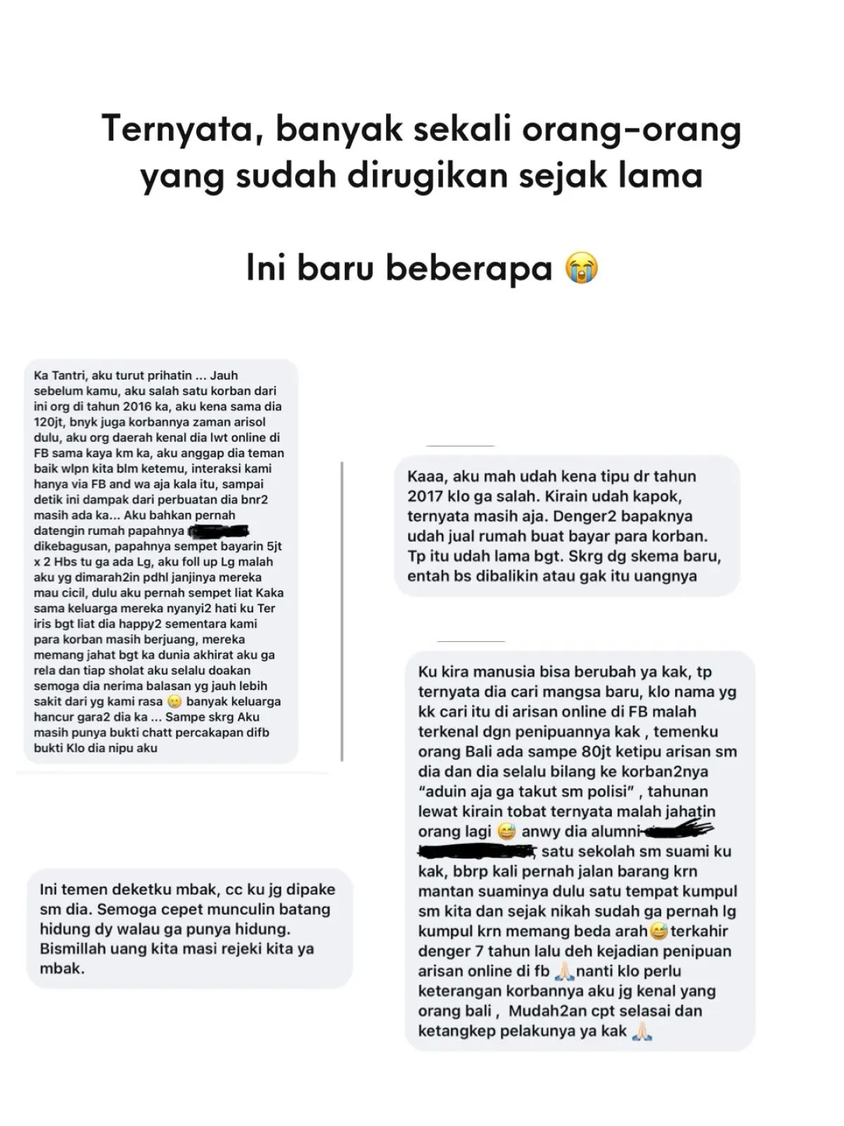bukti pesan-pesan dari korban penipuan yang diduga dilakukan oleh Poppy