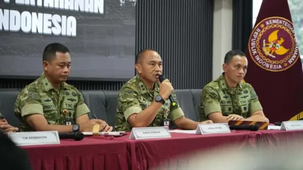 Konferensi pers terkait penyelenggaraan Program Sarjana Penggerak Pembangunan Indonesia (SPPI) di Kantor Kemhan, Jakarta, Sabtu (27/6/2026). (Sumber Foto: Dok. Kemhan)