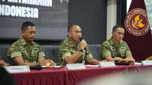 Konferensi pers terkait penyelenggaraan Program Sarjana Penggerak Pembangunan Indonesia (SPPI) di Kantor Kemhan, Jakarta, Sabtu (27/6/2026). (Sumber Foto: Dok. Kemhan)
