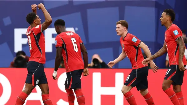 Selebrasi Jude Bellingham sesaat setelah mencetak gol untuk Inggris ke gawang Panama di Piala Dunia 2026 (Sumber: web/en.as.com)