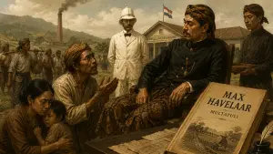 Ilustrasi - Korupsi pejabat pribumi menindas rakyat demi kepentingan kekuasaan. (Sumber : AI/ChatGPT).